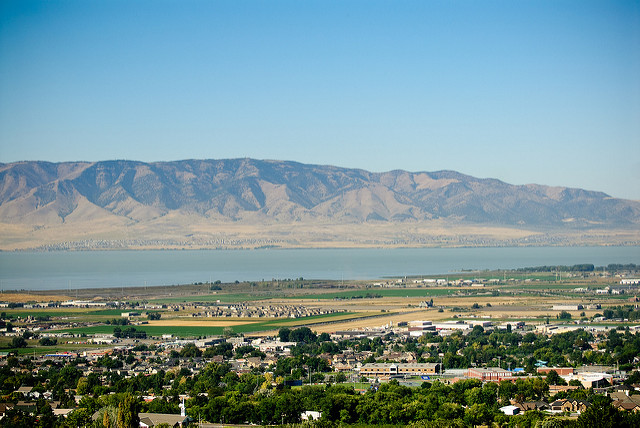 Looking west from the foothills of the Wasatch Front, above Pleasant Grove.